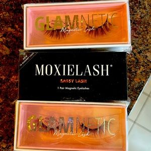 2 brand new glamnetic lashes and one open moxie lash - unworn